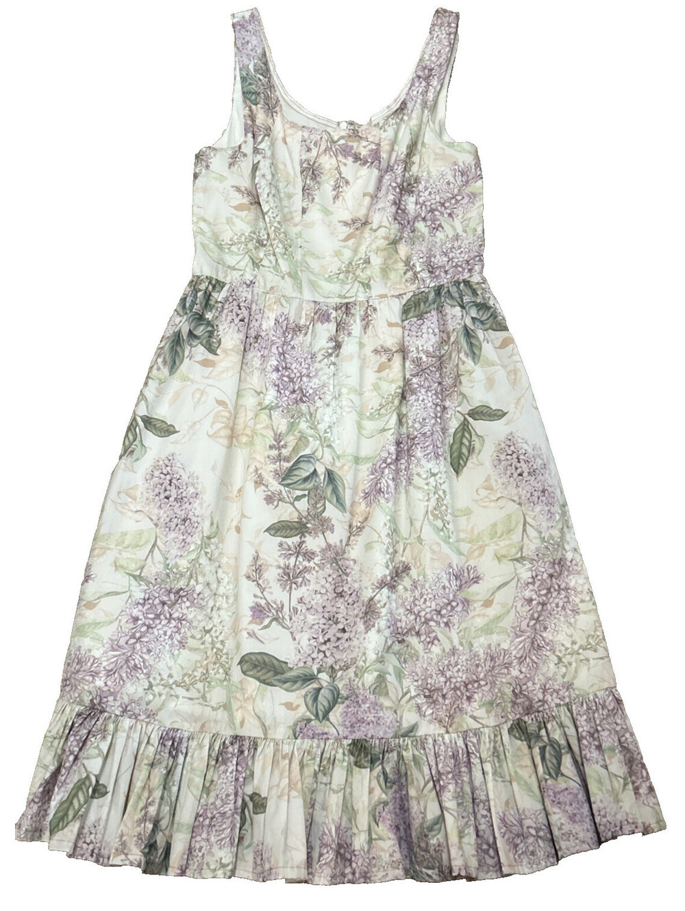 Antonio Milani 6 White Floral Dress Sleeveless Hydrangea Lined Cottagecore